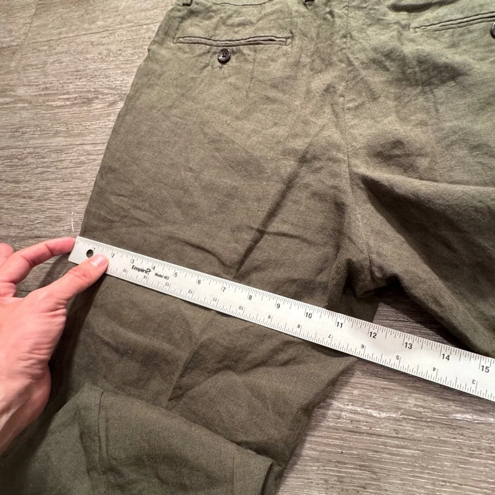 Charles Tyrwhitt Pants Men 34 Green Linen Slim Fit Summer Casual Preppy 34x27